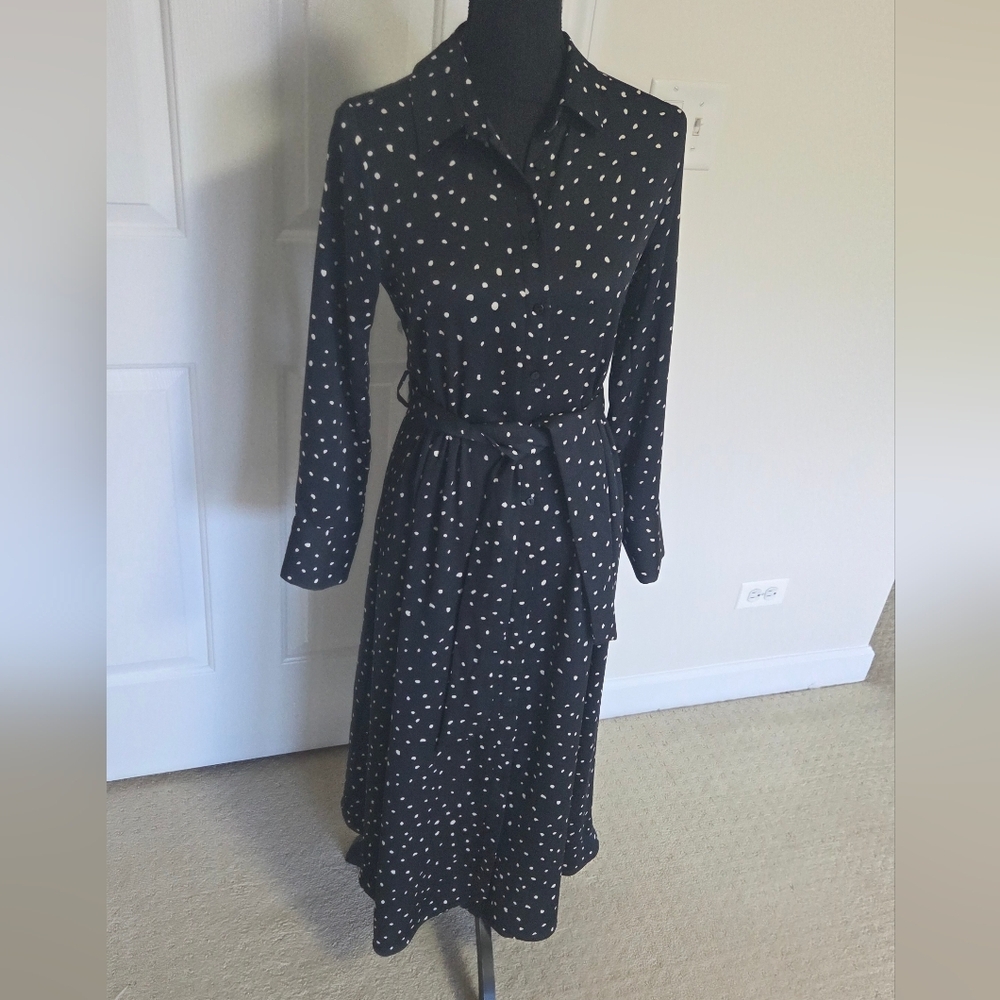 Elegant Black Polka Dot Dress - Picture 2 of 9